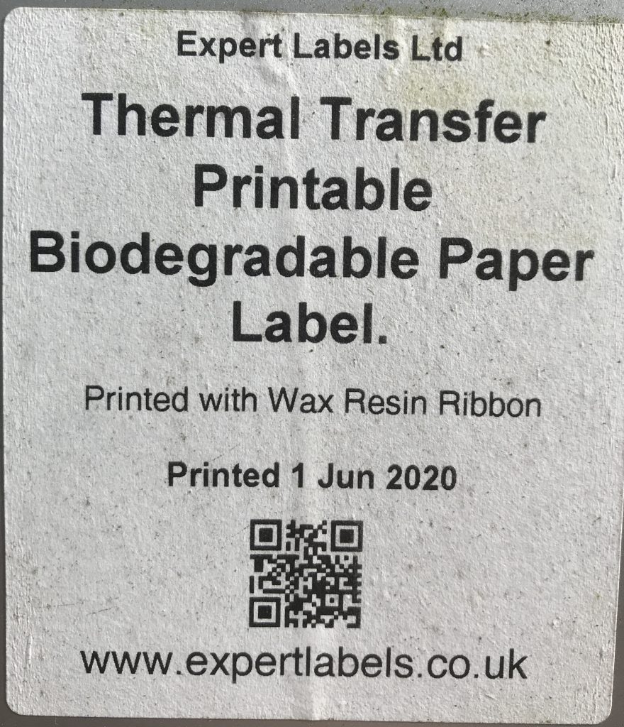 Biodegradable Paper labels 10 months old