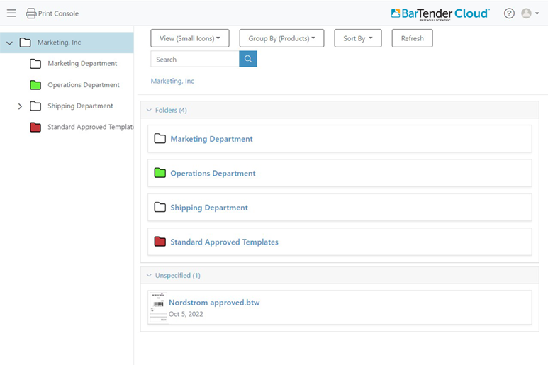 Folders in BarTender Cloud